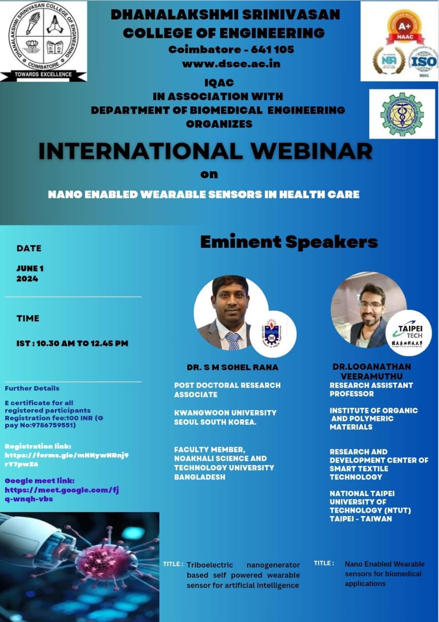 International Webinar on Nano-enabled Wearable Sensors in Healthcare 2024
